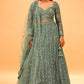 TEAL GREEN SEQUIN EMBROIDERED READY-TO-WEAR LEHENGA WITH CROP TOP & DUPATTA
