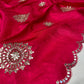 RUBY PINK TUSSAR SILK SAREE EMBELLISHED WITH FOIL MIRROR WORK