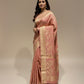 PEACH MYSORE CREPE SILK SAREE EMBELLISHED WITH ZARI WEAVES
