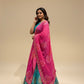 TEAL AND FUCHSIA COLOUR PURE GEORGETTE OJARIYA LEHENGA WITH GOTA PATTI WORK