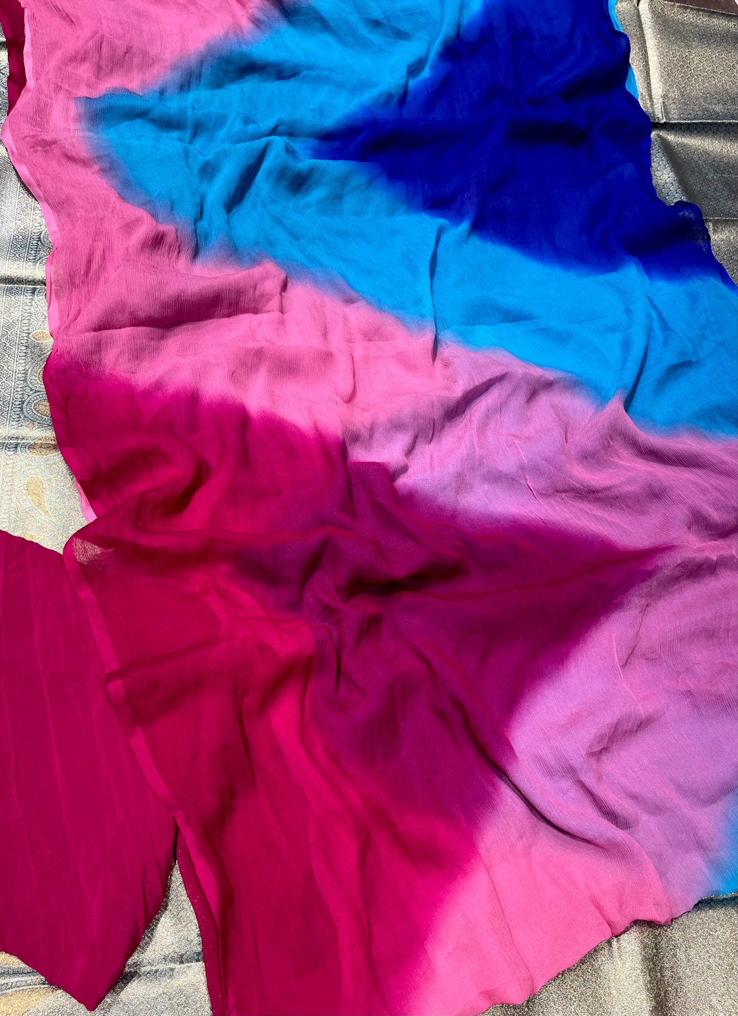 PURE CHIFFON MULTI-SHADED SAREE