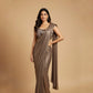 COFFEE BROWN SEQUIN SAREE WITH EMBROIDERED SEQUIN READYMADE BLOUSE