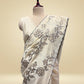 IVORY COLOUR ART TUSSAR SILK SAREE WITH APPLIQUÉ WORK