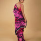 NAVY BLUE PURE PLATINUM CHIFFON PRINTED SAREE WITH HOT PINK PRINT & SELF-PRINTED BLOUSE