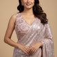 BABY PINK SEQUINS NET SAREE WITH READYMADE BLOUSE EMBELLISHED WITH CUTDANA & SEQUINS WORK (DELIVERY IN 25 DAYS)