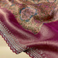 PINK BANARASI BROCADE SAREE WITH READYMADE BLOUSE EMBELLISHED WITH SEQUINS & ZARDOZI WORK