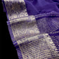 PURPLE PLAIN CHINON SAREE WITH GOLDEN ZARI WOVEN BORDER AND CREPE BLOUSE (DELIVERY IN 20 DAYS)