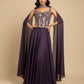 PURPLE CHINON PALAZZO PANT WITH BEADS & CUTDANA EMBELLISHED CORSET BLOUSE AND DUPATTA