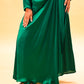 EMERALD GREEN SATIN DRESS WITH ZARDOZI EMBROIDERY