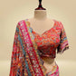 MULTICOLOURED CHINON SAREE EMBELLISHED WITH SEQUINS & BEADS WORK, PAIRED WITH A READYMADE BLOUSE