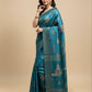 SEA BLUE COLOUR PURE TUSSAR SILK PRINTED SAREE WITH ZARI BORDER