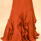 RUST-ORANGE EMBROIDERED CORSET TOP & FISH-CUT RUFFLED SKIRT SET
