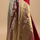 IVORY AND CRIMSON RED PURE KANJIVARAM SILK SAREE