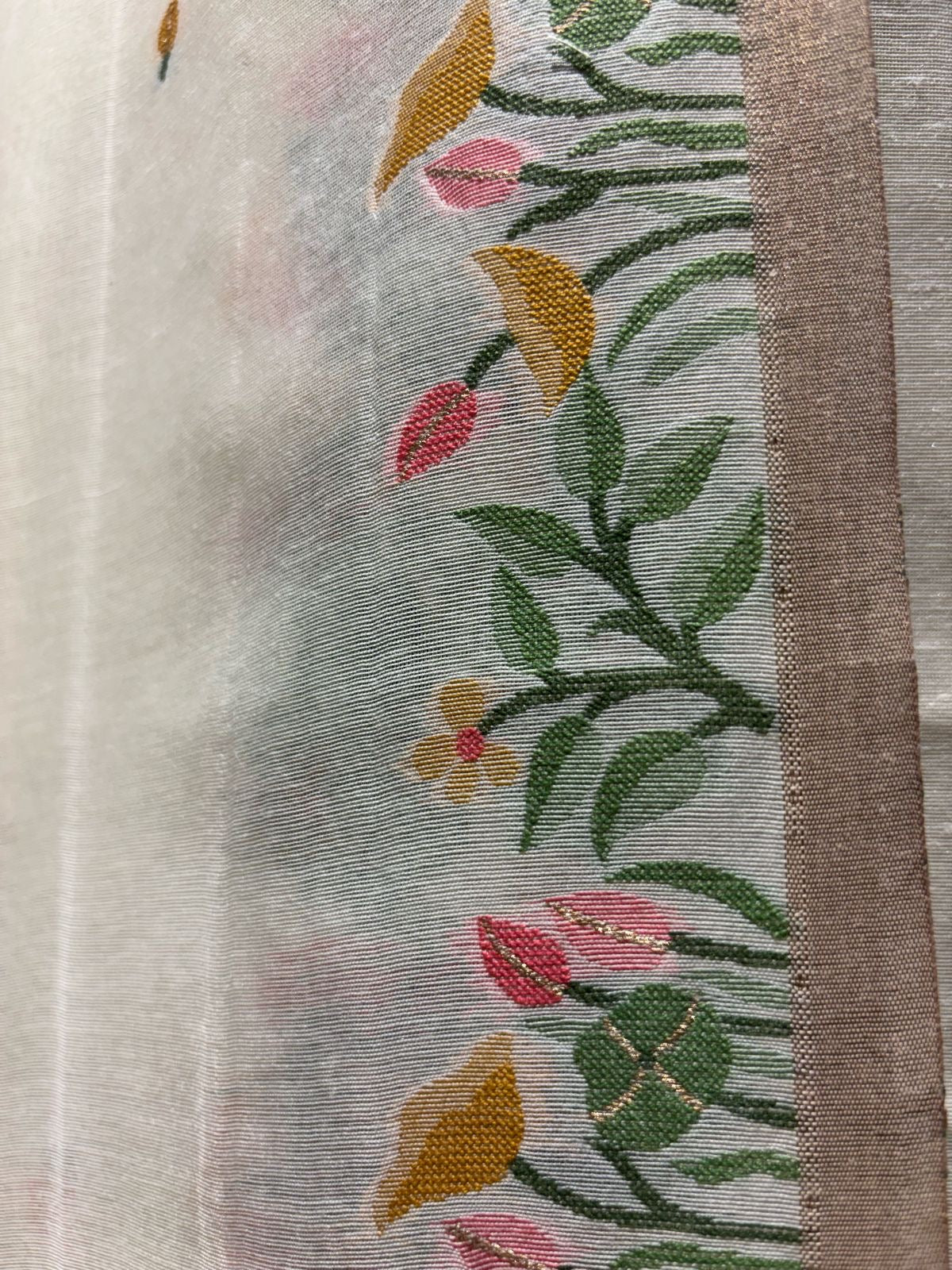 PALE YELLOW COTTON JAMDANI UNSTITCHED SUIT SET WITH DUPATTA (NO BOTTOMS)