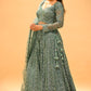 TEAL GREEN SEQUIN EMBROIDERED READY-TO-WEAR LEHENGA WITH CROP TOP & DUPATTA