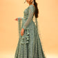 TEAL GREEN SEQUIN EMBROIDERED READY-TO-WEAR LEHENGA WITH CROP TOP & DUPATTA