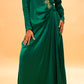EMERALD GREEN SATIN DRESS WITH ZARDOZI EMBROIDERY