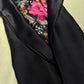 CHARCOAL BLACK PURE SATIN SILK PLAIN SAREE WITH PRINTED SATIN BLOUSE (DELIVERY IN 20 DAYS)