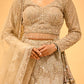 SEQUINS-SHADED LEHENGA WITH CROP TOP BLOUSE & NET EMBROIDERED DUPATTA