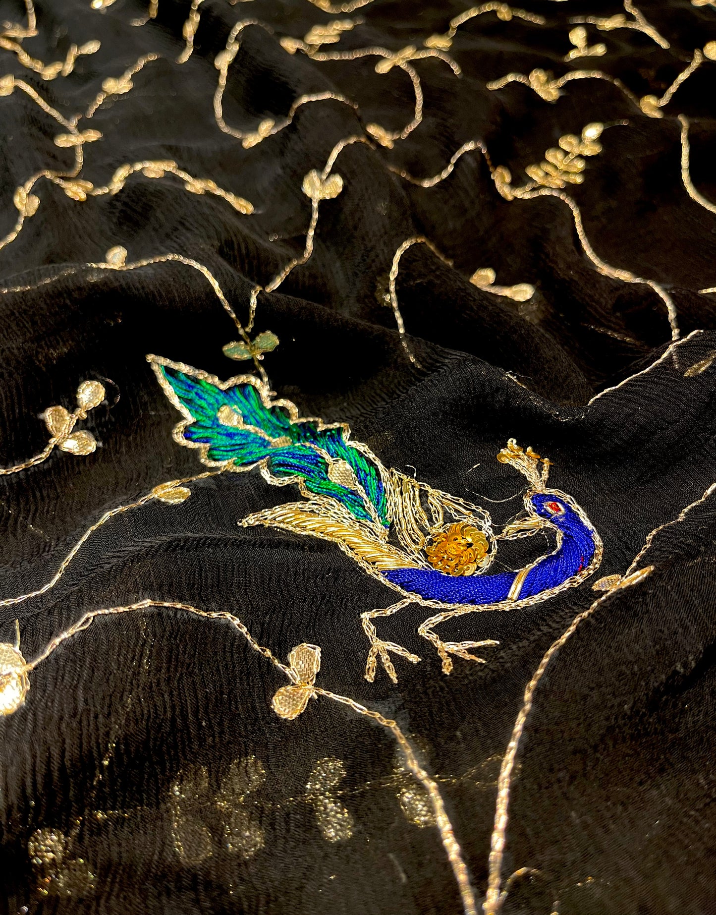 BLACK CHIFFON SAREE WITH GOTA EMBROIDERY