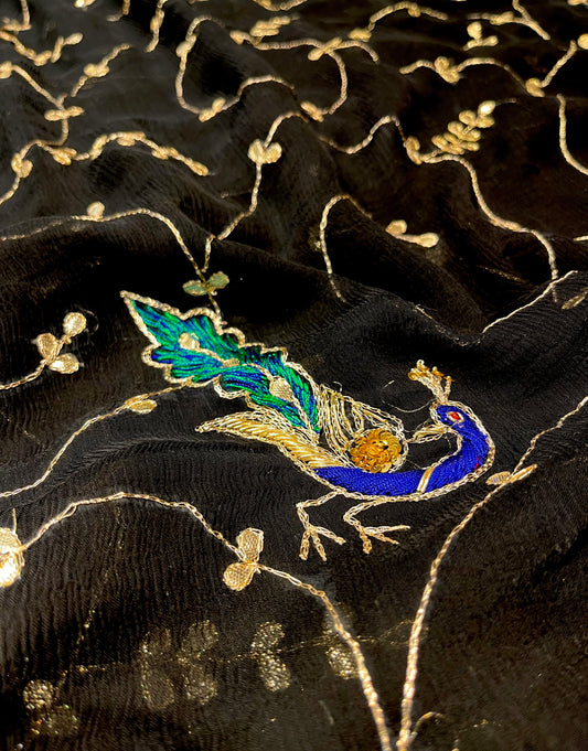 BLACK CHIFFON SAREE WITH GOTA EMBROIDERY