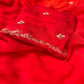 RED PURE CHIFFON EMBROIDERED SAREE WITH SEQUINS & CUTDANA WORK - Kothari Sons