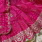 HOT PINK PURE GEORGETTE OJARIYA BANDHANI LEHENGA EMBELLISHED WITH GOTA PATTI & ZARDOZI WORK