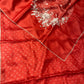 TERRACOTTA RED COLOUR PURE TUSSAR SILK SAREE WITH PARSI EMBROIDERY