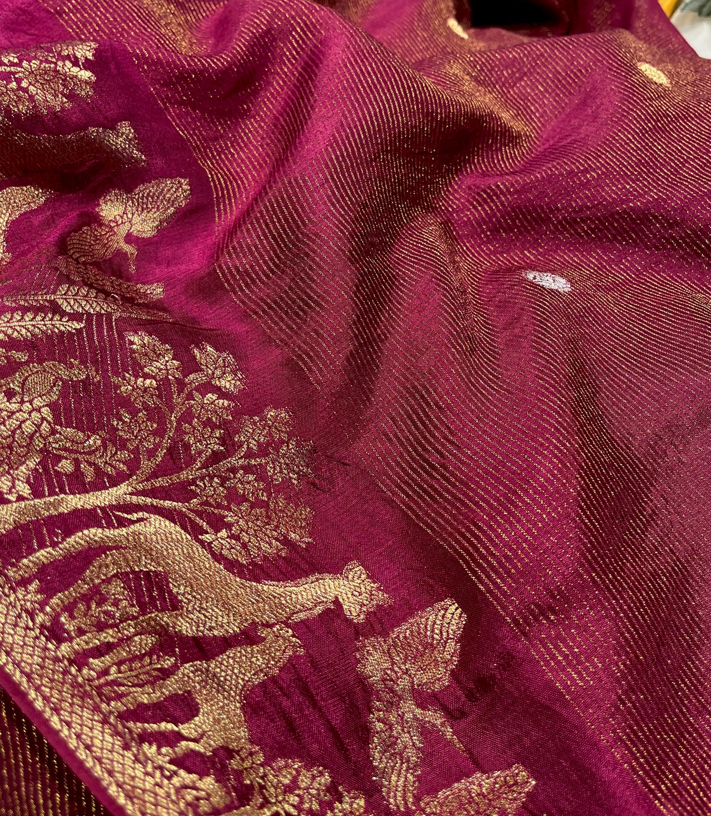 BURGUNDY COLOUR DOLA SILK ZARI STRIPE SAREE