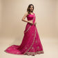 HOT PINK PURE GEORGETTE OJARIYA BANDHANI LEHENGA EMBELLISHED WITH GOTA PATTI & ZARDOZI WORK