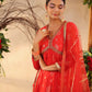 RED COLOUR CHIFFON SIDE SLIT SUIT WITH NET DUPATTA EMBELLISHED WITH CUTDANA & SEQUINS WORK