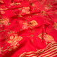 RED COLOUR SHADED CHIFFON FLORAL PRINTED SAREE