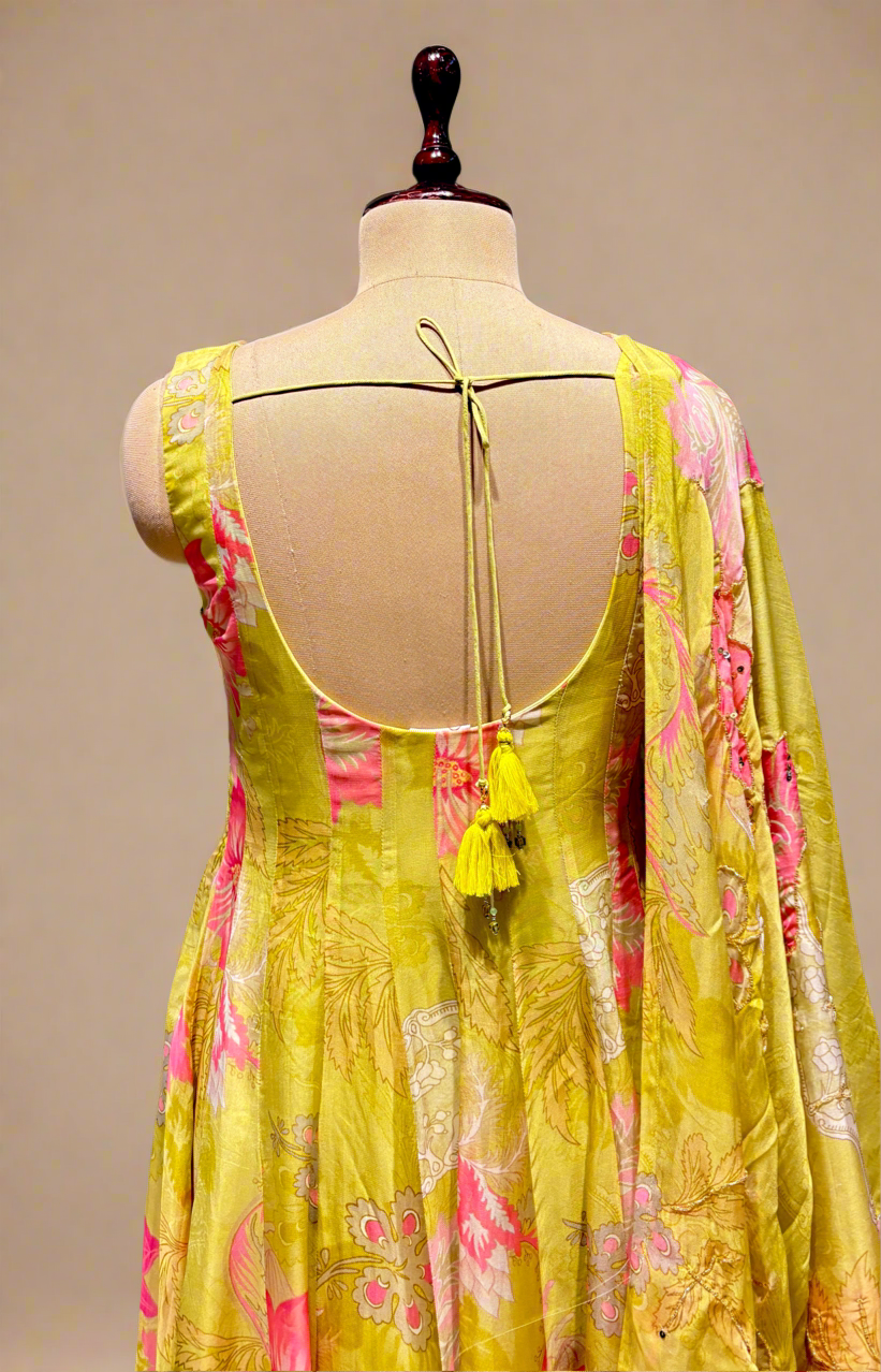 PISTA GREEN FLORAL ORGANZA SUIT