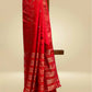 BRIGHT RED DOLA SILK ZARI STRIPE SAREE
