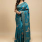 SEA BLUE COLOUR PURE TUSSAR SILK PRINTED SAREE WITH ZARI BORDER