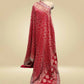 RED BANDHANI KHADDI DUPATTA WITH HAND-EMBROIDERED BORDER