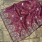 ONION COLOUR ORGANZA SILK ZARI EMBELLISHED SAREE WITH TUSSAR BROCADE SILK BLOUSE