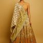 MULTICOLOR PRINTED SILK LEHENGA HIGHLIGHTED WITH PIPE WORK