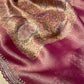 PINK BANARASI BROCADE SAREE WITH READYMADE BLOUSE EMBELLISHED WITH SEQUINS & ZARDOZI WORK