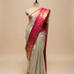 IVORY AND CRIMSON RED PURE KANJIVARAM SILK SAREE