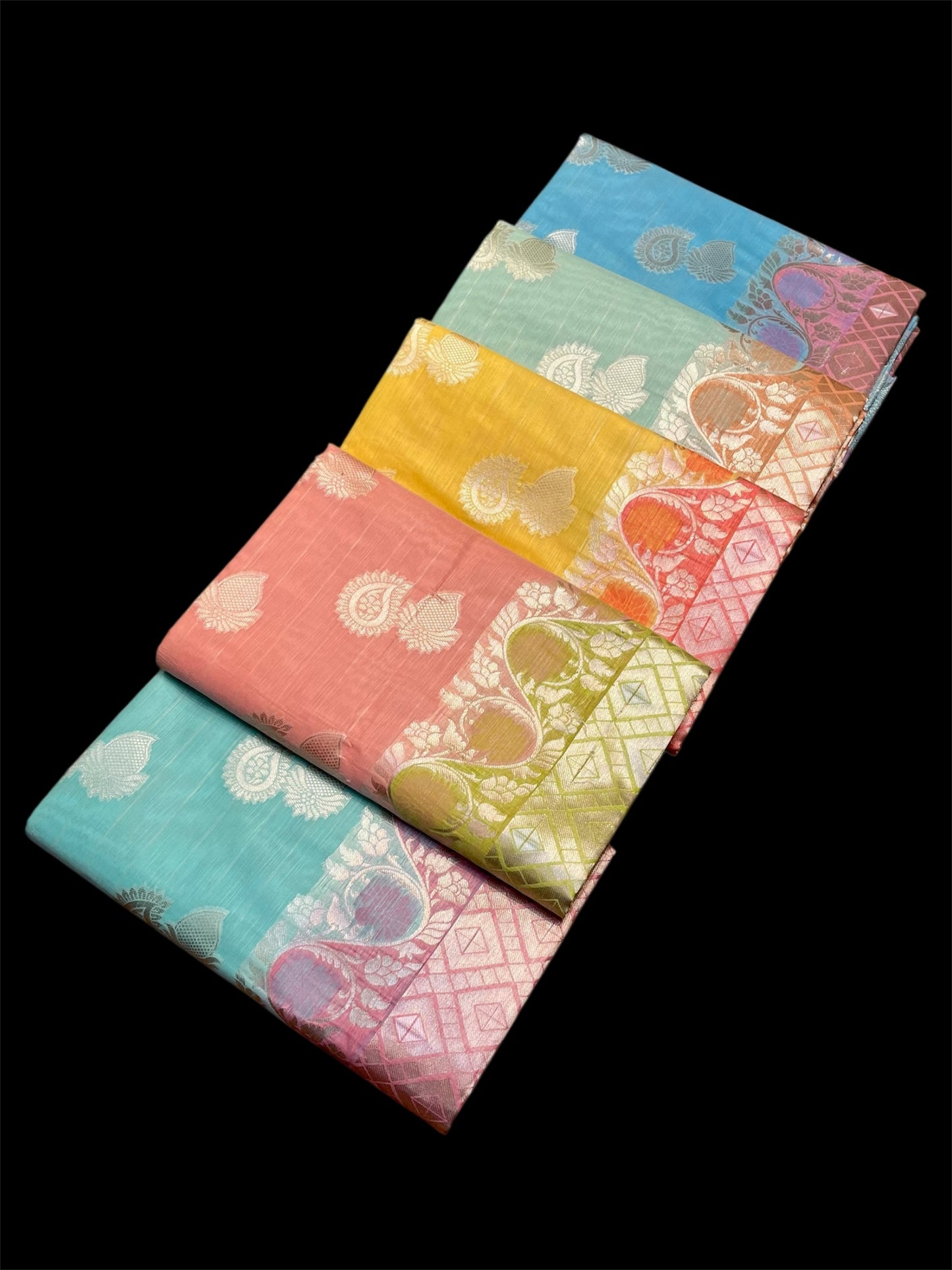 COTTON SILK GIFT SAREES WITH RESHAM WEAVES (SET OF 5)