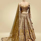 ANTIQUE GOLDEN TISSUE LEHENGA EMBELLISHED WITH SEQUINS, CUTDANA & RESHAM WORK