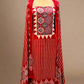 RED MODAL SATIN AJRAKH PRINTED UNSTITCHED SUIT