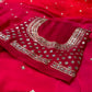 RED & PINK SHADED CHIFFON SAREE EMBELLISHED WITH FOIL MIRROR WORK - Kothari Sons