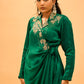 EMERALD GREEN SATIN DRESS WITH ZARDOZI EMBROIDERY