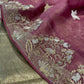 ONION COLOUR ORGANZA SILK ZARI EMBELLISHED SAREE WITH TUSSAR BROCADE SILK BLOUSE