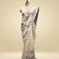 IVORY COLOUR ART TUSSAR SILK SAREE WITH APPLIQUÉ WORK