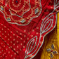 YELLOW–RED SHADED SILK BANDHANI LEHENGA WITH GOTA PATTI WORK