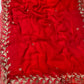 RED CHIFFON EMBROIDERED SAREE WITH SEQUINS & AARI WORK - Kothari Sons