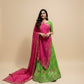 PARROT GREEN AND RANI PINK PURE GEORGETTE OJARIYA LEHENGA WITH GOTA PATTI WORK